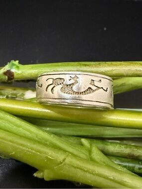 Vintage 925 Sterling Silver Kokopelli Southwestern Fertility Wedding Band Size 8